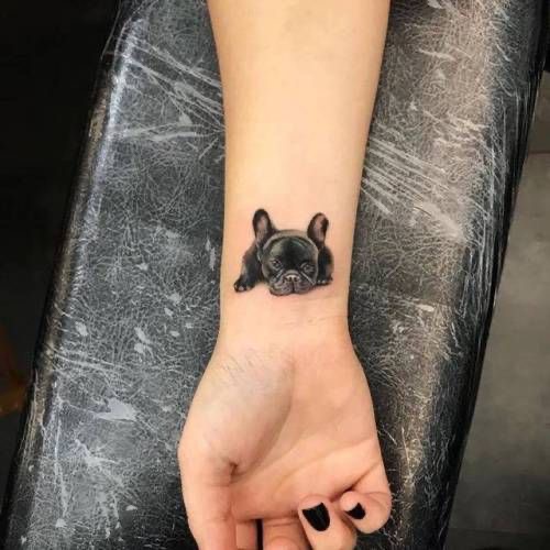 watercolor french bulldog tattoo