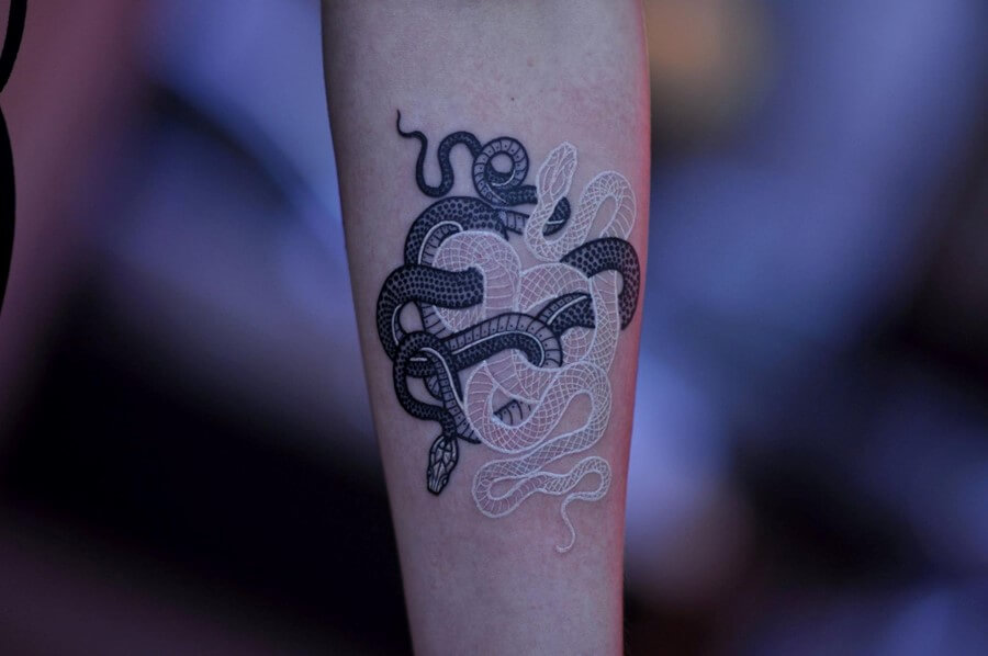 15+ Black and White Snake Tattoo Designs | PetPress