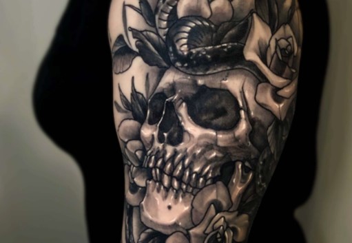 15 Traditional Skull And Snake Tattoos - PetPress