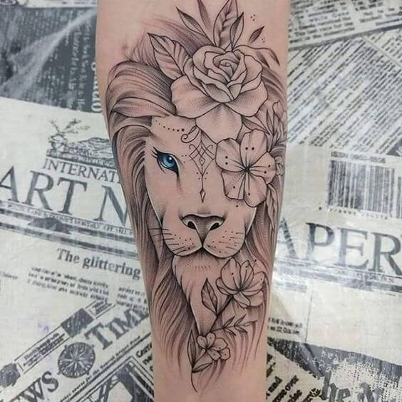 15+ Best Lion and Flowers Tattoo Designs PetPress