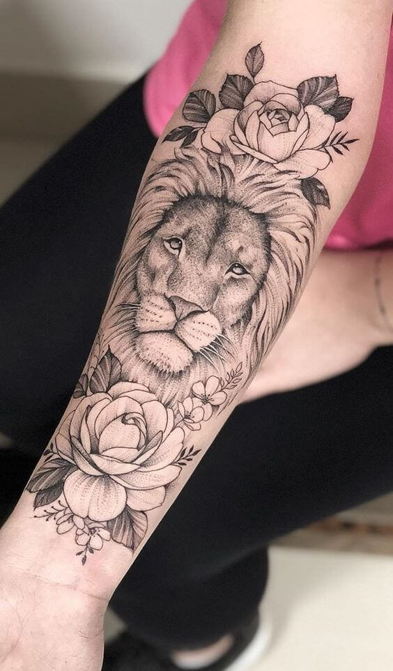 15+ Best Lion and Flowers Tattoo Designs | PetPress