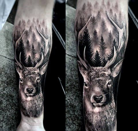 14+ Best Deer in Woods Tattoo Designs | PetPress