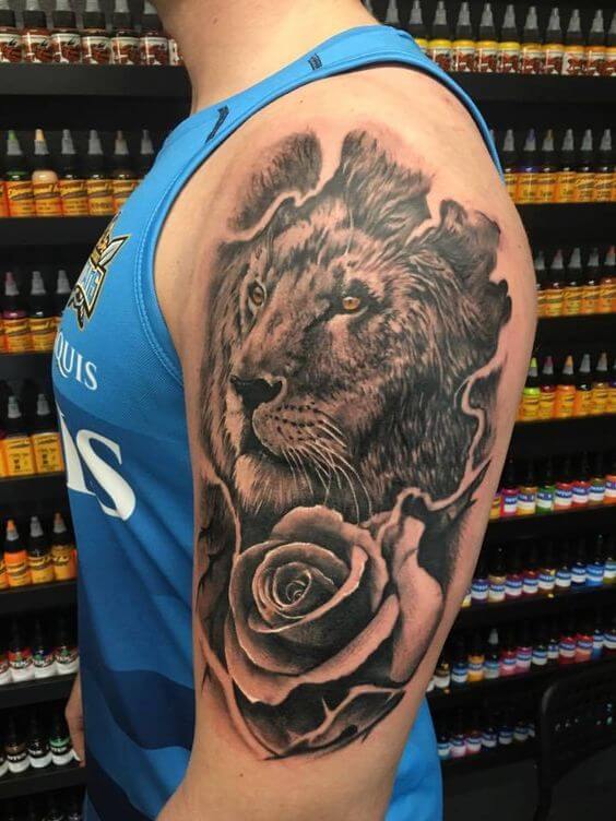 12+ Best Lion and Rose Tattoo Designs | PetPress