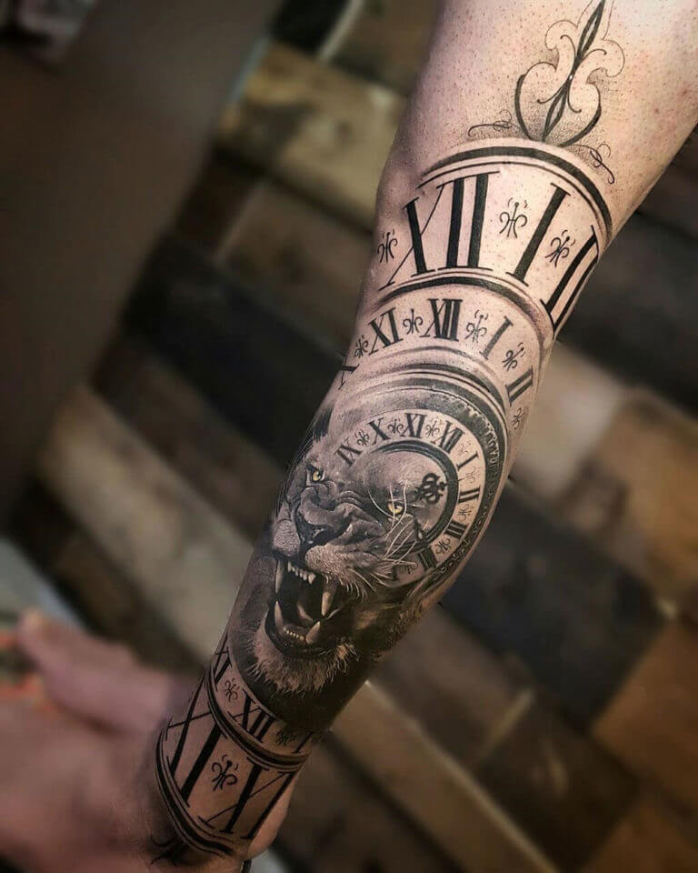 Clock Sleeve Tattoo Designs
