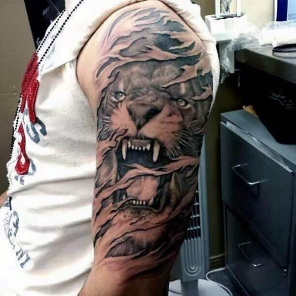 Black And White Half Sleeve Tattoo