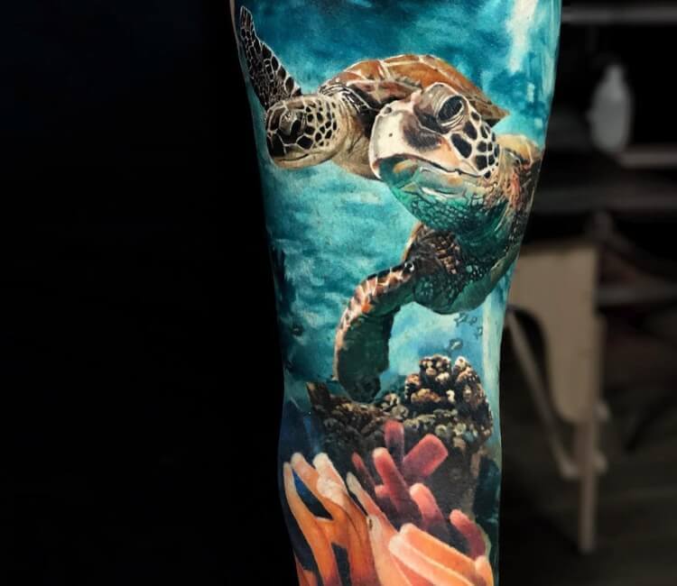 The 15 Best Sleeve Tattoos Turtle Tattoo Designs PetPress   Turtle Sleeve Tattoo Design Idea 