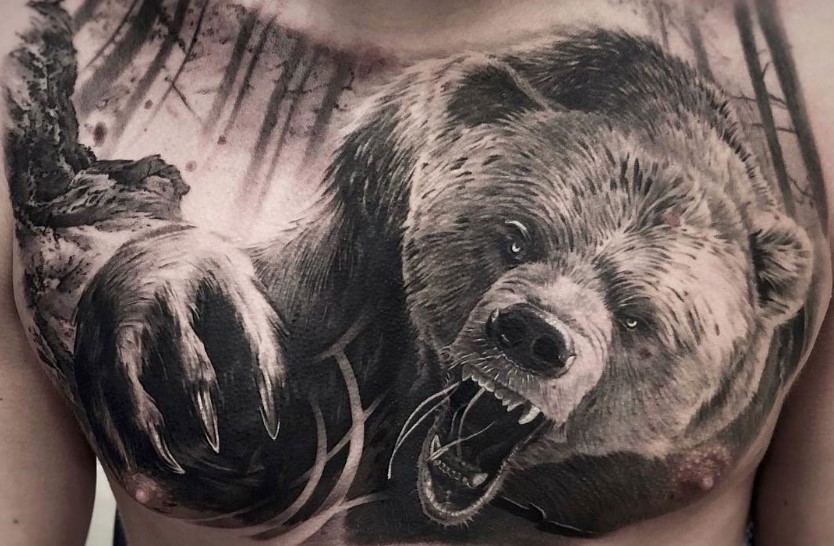 Realistic Bear Chest Tattoo - wide 7