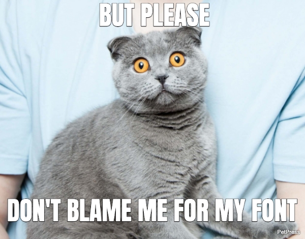 BUT PLEASE... DON'T BLAME ME FOR MY FONT